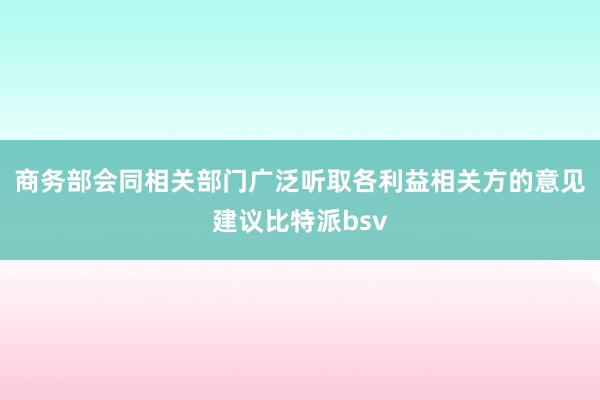 商务部会同相关部门广泛听取各利益相关方的意见建议比特派bsv