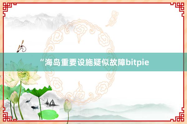 “海岛重要设施疑似故障bitpie