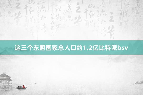 这三个东盟国家总人口约1.2亿比特派bsv