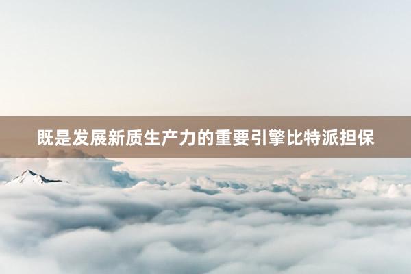 既是发展新质生产力的重要引擎比特派担保