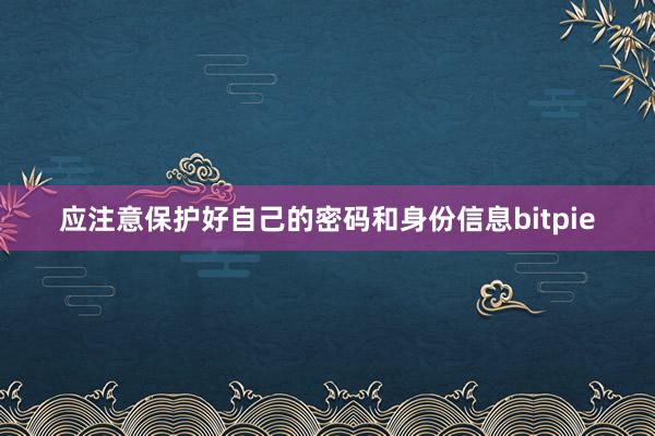 应注意保护好自己的密码和身份信息bitpie