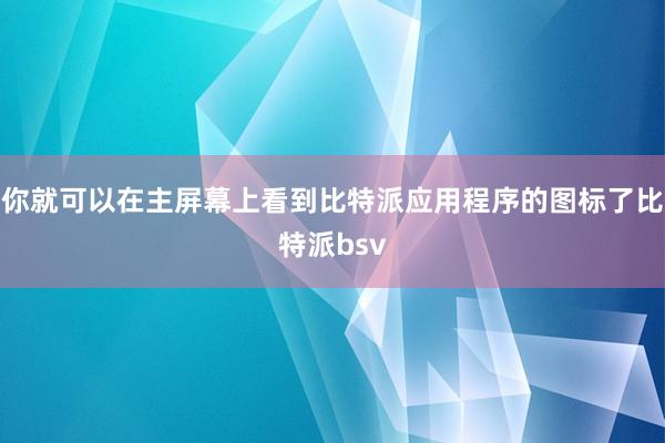 你就可以在主屏幕上看到比特派应用程序的图标了比特派bsv