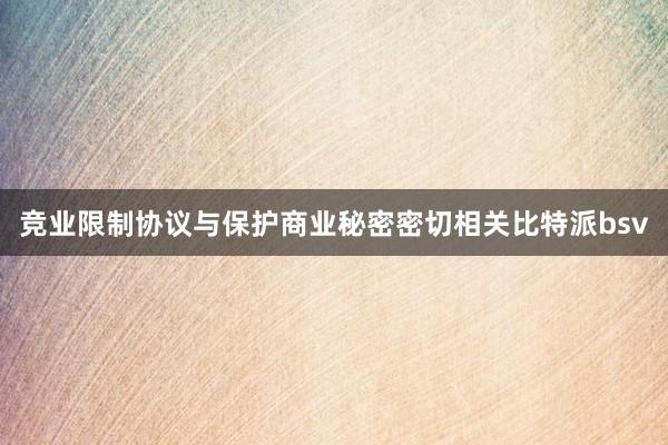 竞业限制协议与保护商业秘密密切相关比特派bsv