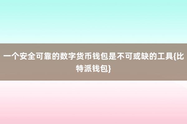 一个安全可靠的数字货币钱包是不可或缺的工具{比特派钱包}