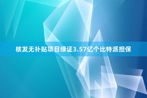 核发无补贴项目绿证3.57亿个比特派担保