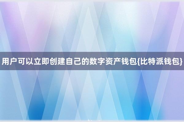 用户可以立即创建自己的数字资产钱包{比特派钱包}