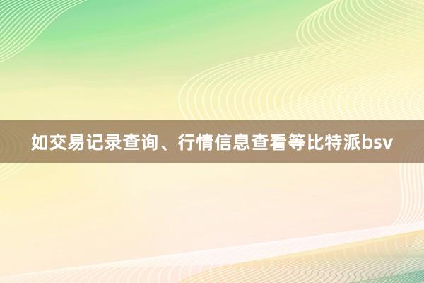 如交易记录查询、行情信息查看等比特派bsv