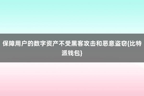 保障用户的数字资产不受黑客攻击和恶意盗窃{比特派钱包}