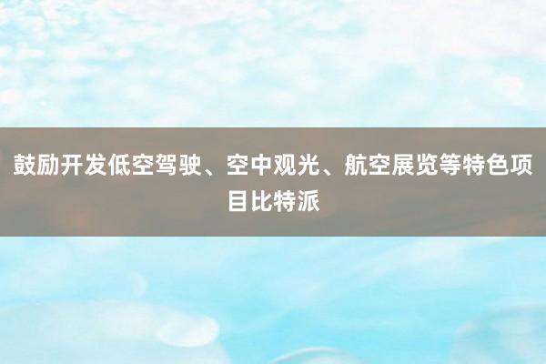 鼓励开发低空驾驶、空中观光、航空展览等特色项目比特派