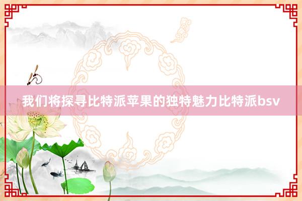 我们将探寻比特派苹果的独特魅力比特派bsv