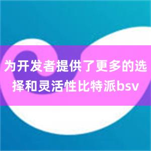 为开发者提供了更多的选择和灵活性比特派bsv